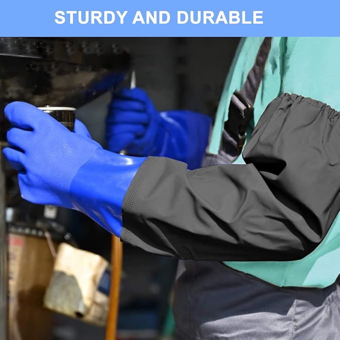 Haiou 25" Long Rubber Gloves for Waterproof Pond Gloves for Cleaning -Large | - Image 5