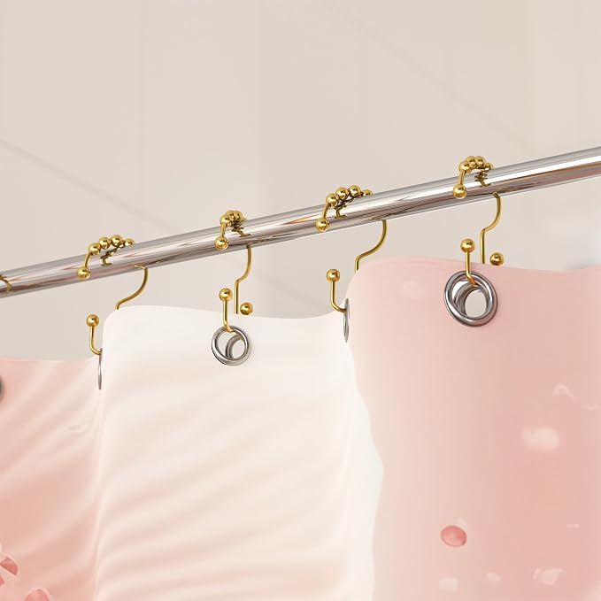 Titanker Shower Curtain Hooks Rings Gold, Metal Double Glide Shower Hooks Rings - Image 7