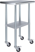 AmGood 24" Long x 18" Deep Stainless Steel Table with Casters