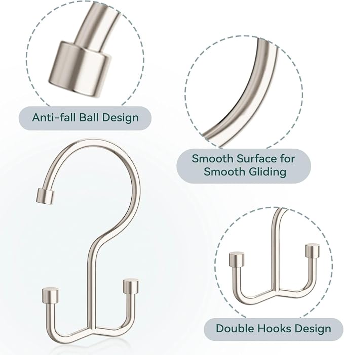 Shower Curtain Hooks, Shower Curtain Rings, Metal Shower Curtain Hangers Rust - Image 4