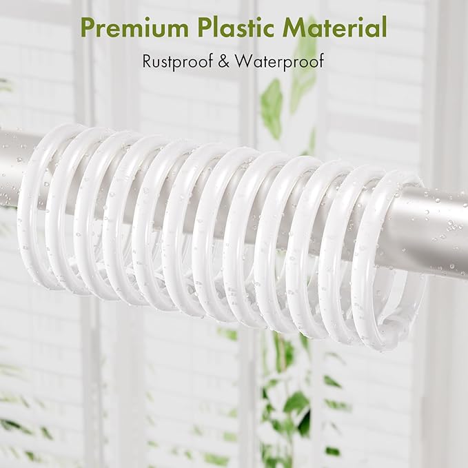 Amazer Plastic Shower Curtain Rings, O Shape Wihte Shower Curtain Hooks Rings - Image 3