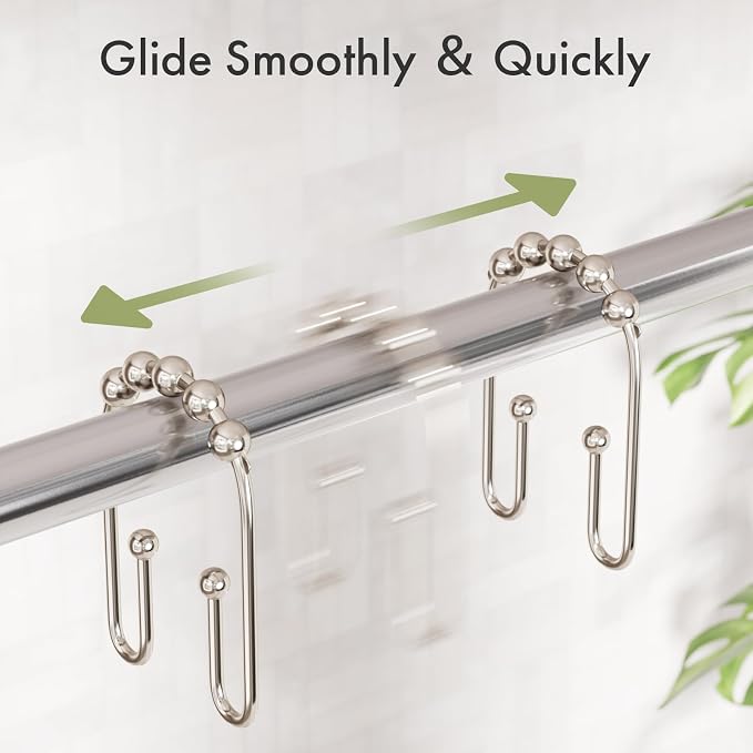 AmazerBath Shower Curtain Hooks, Metal Shower Curtain Rings Rust Proof - Image 4