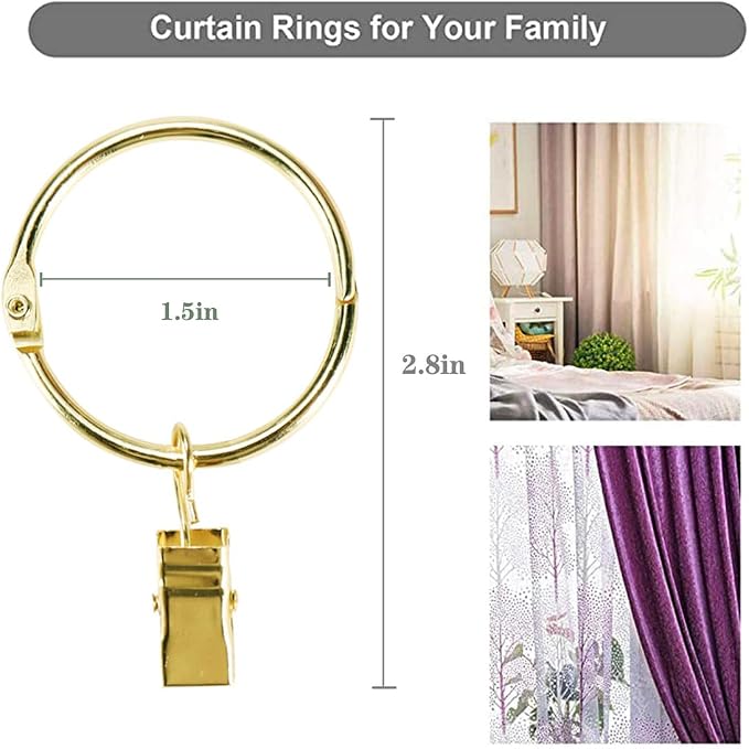 40 Pack Rings Curtain Clips Rustproof Metal Window Drapery Decorative Clips - Image 2