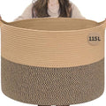 INDRESSME 115L Extra Large Woven Wicker Blanket Basket Living Room by INDRESSME