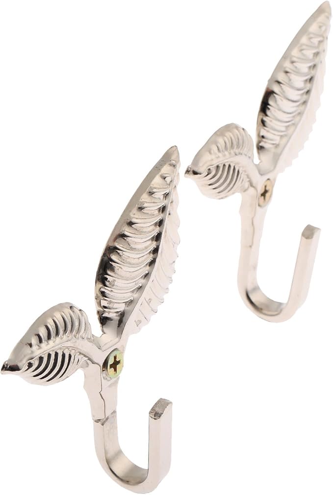 Curtain Tiebacks Small Lightweight Hooks, Vintage Silver Leaf Pattern, 4x2 Inch - Image 7
