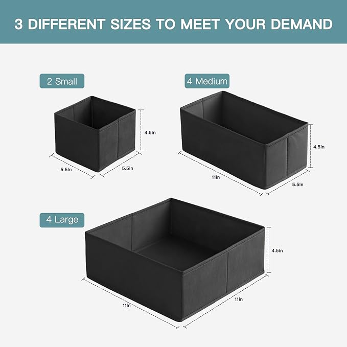 Drawer Organizer Clothes, 10 Pack Dresser Organizer - Image 2