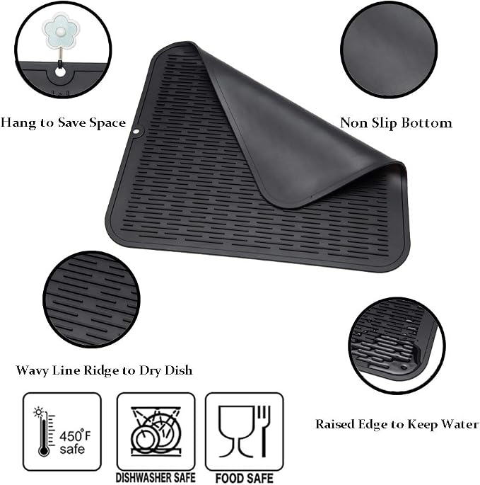 ZLR 2 Pcs Heavy-Duty Silicone Dish Drying Mat - Image 4