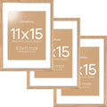 Homeforia 11x15 Picture Frame Wood, High End Natural Oak 11x15 Light Wooden Poster Frames with Mat 8.5x11, 11 x 15 Frame Matted to 8.5 x 11 Photo, 15x11 Thin Frames, Tempered Glass, Wall Kit, Set of 3