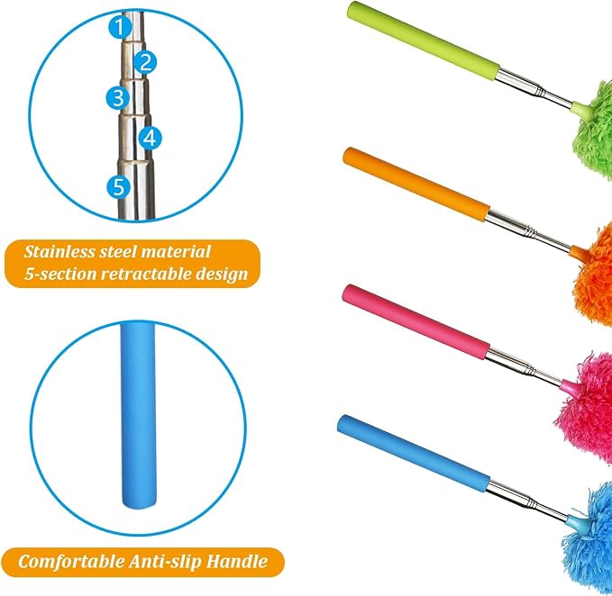4 Pcs Washable Microfiber Feather Duster, - Image 2