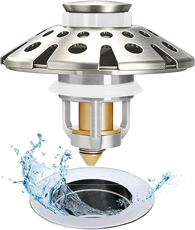 AzWzz Bathroom Sink Drain Strainer, 3 in 1 Pop Up Bathroom Sink Stopper Plug by AzWzzTubDrainStopper
