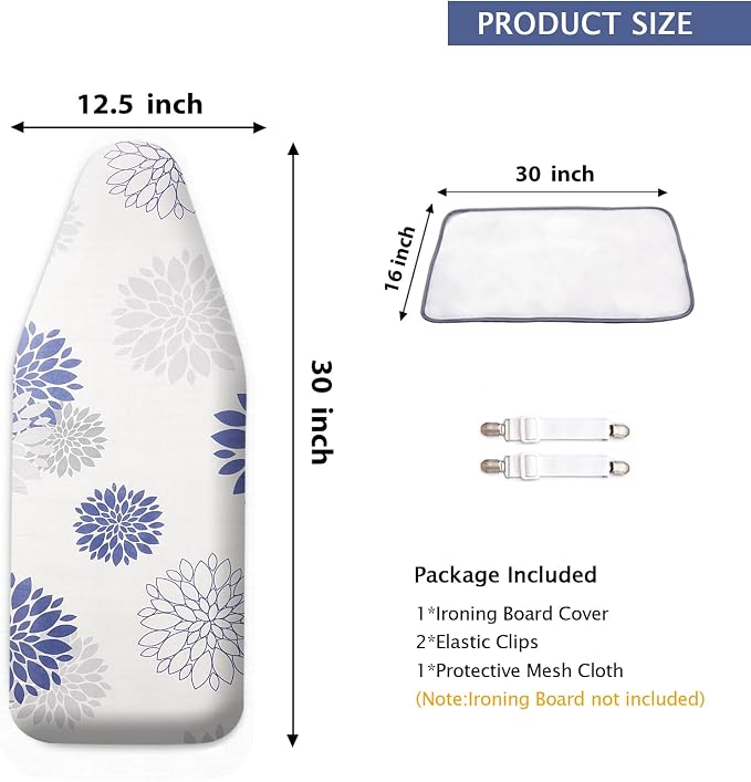 SheeChung 12.5"x32" Small Ironing Board Cover and Pad, Mini Iron Board Cover - Image 2