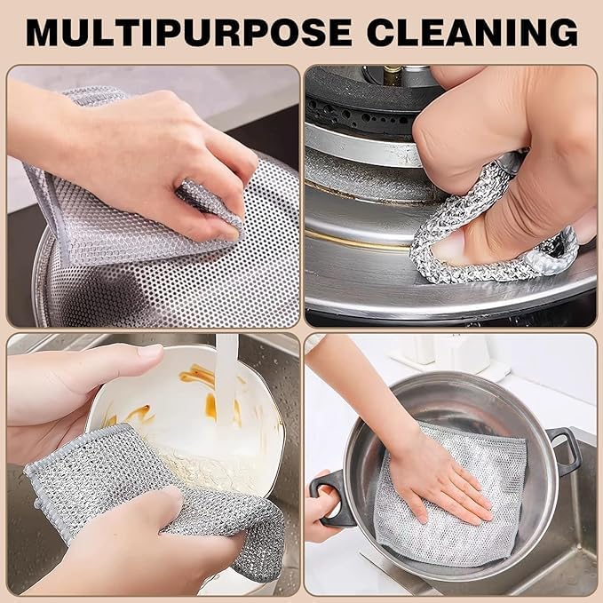 Wire Dishwashing Rag for Wet and Dry, 10 Pack Non-Scratch Wire Dishcloth - Image 7