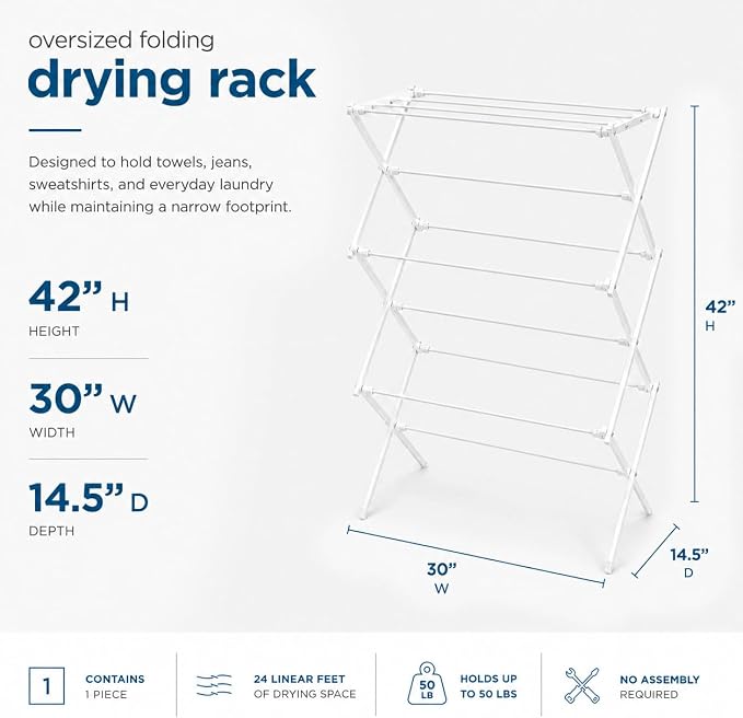 Honey-Can-Do 6-Tier Collapsible Clothes Drying Rack, No Assembly, then folds - Image 4