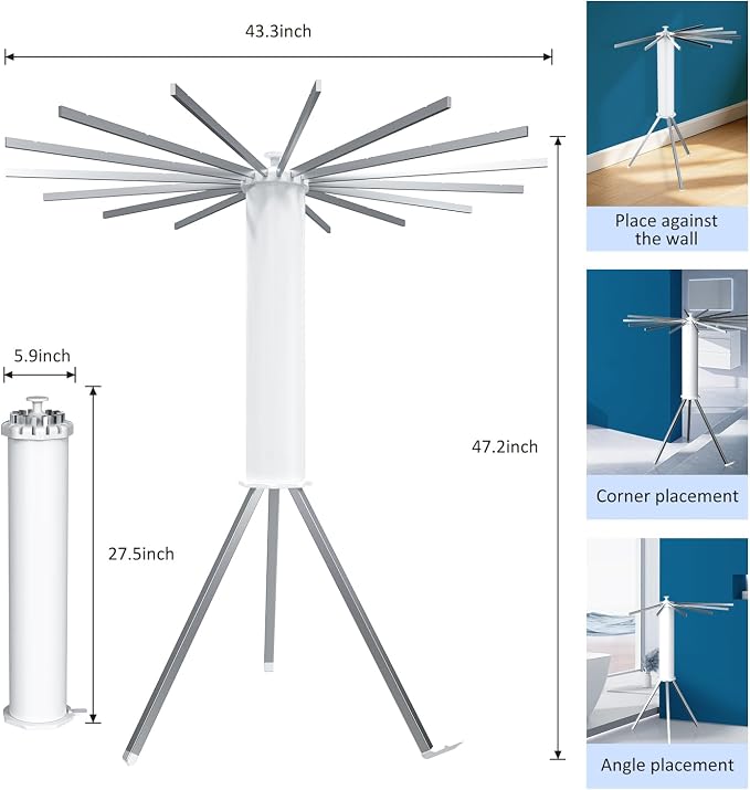 Tripod Foldable Clothes Rack, Garment Rack Portable - Image 3
