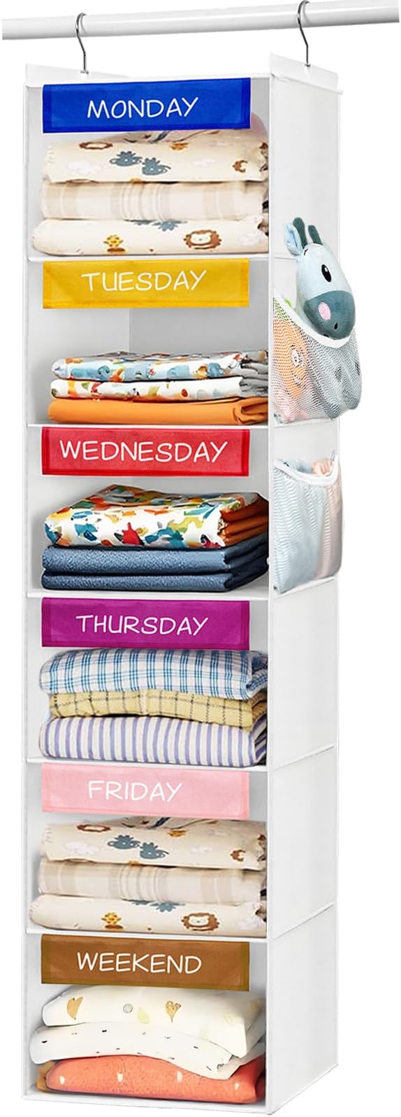 Weekly Clothes Organizer for Kids, 6-Shelf Hanging Closet Organizer by homyfort