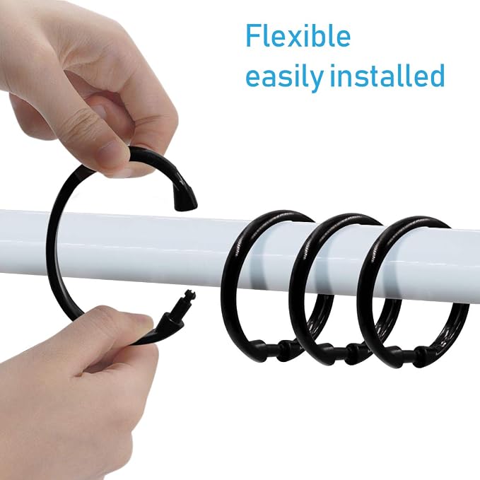 Black Shower Curtain Hooks Rings, Plastic Shower Curtain Hooks - Image 4