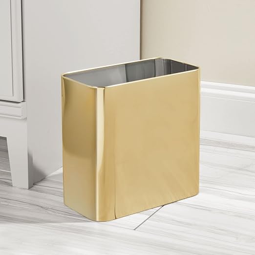 mDesign Small Metal 2.4 Gallon/9 Liter Trash Can Wastebasket Garbage Bin - Image 3