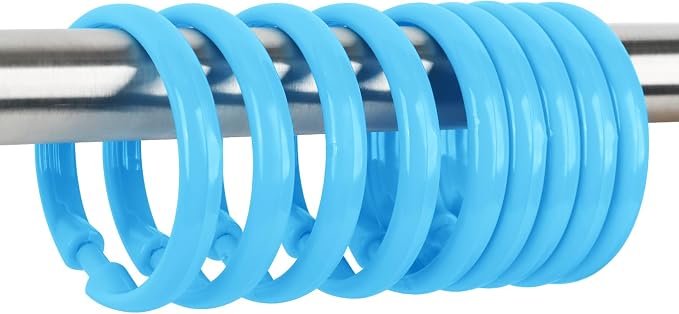 Light Blue Shower Curtain Hooks by Qulable