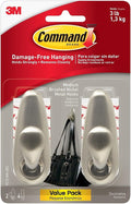 Command Medium Brushed Nickel Forever Classic Hooks, 2 Hooks, 4 Strips | by Unknown