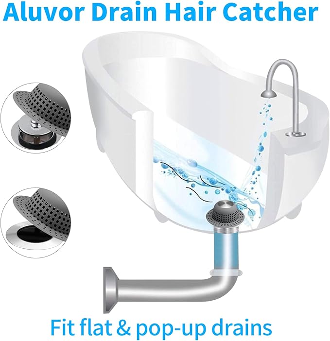 Aluvor Shower Drain Hair Catcher Bathtub Drain Cover Sink Drain Protector | - Image 3