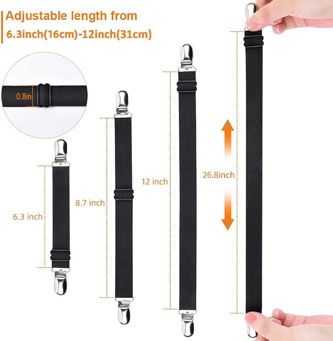 Sopito Sheet Straps, Adjustable Elastic Bed Sheet Holder, Non-Slip Strong - Image 3
