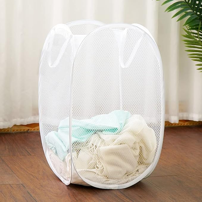 Pack of 2 Pop Up Laundry Hampers, Collapsible Mesh Laundry Baskets, Foldable - Image 5