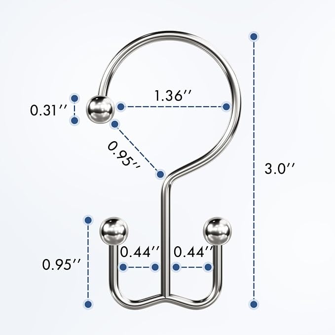 Bathway Shower Curtain Hooks Nickel Shower Curtain Rings, Metal Shower Hooks - Image 5