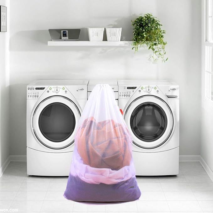 2 Pack Mesh Laundry Bags 24 x 36 Inches Drawstring Bag Black&White - Image 6