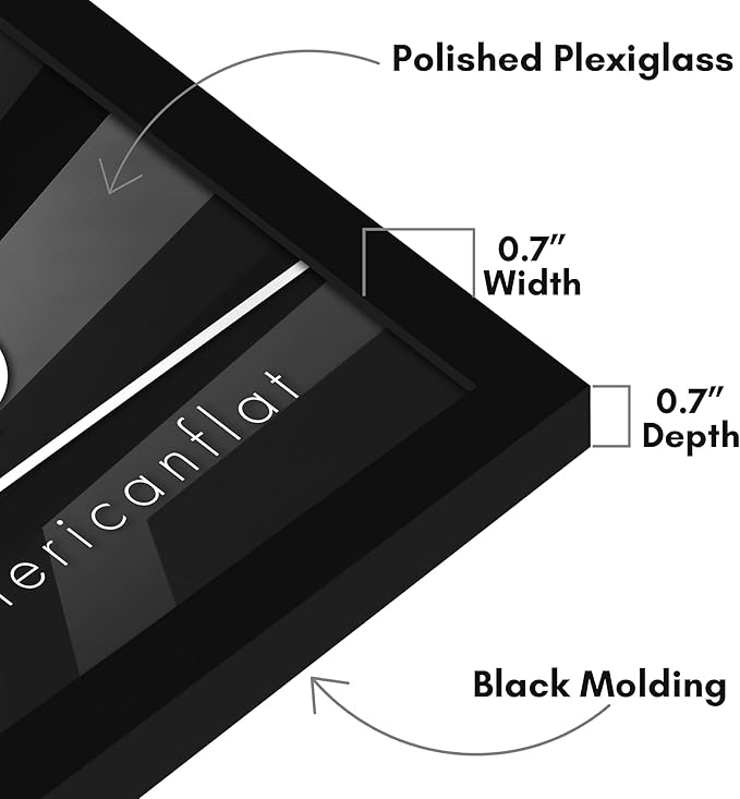 Americanflat 16x16 Picture Frame with Polished Plexiglass - Streamline Collection - Thin Border Square Frame for Wall Display - Hanging Hardware Included - Black