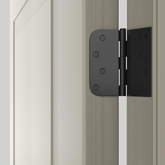 goldenwarm 12 Pack Matte Black Door Hinges 4 x 4 Inch Door Hinge Black Interior Door Hinges with Square & Round Corners Black