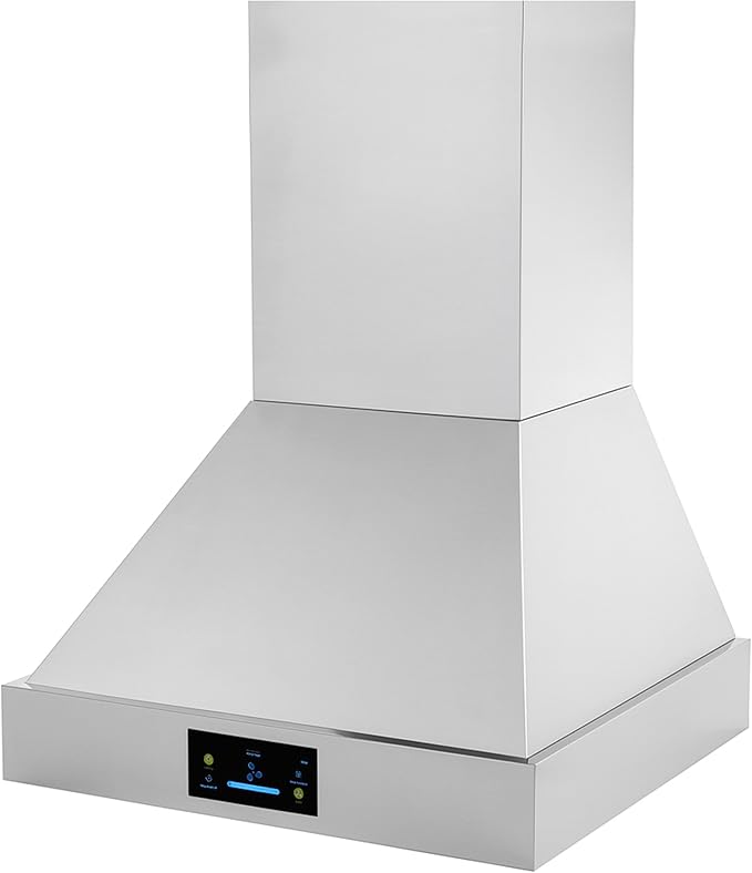 30 Inch Professional Range Hood, 1000 CFM Wall Mount Vent Hood with Efficient, Ultra-Quiet Multi-Speed DC Motor, LED Lights - Stainless Steel