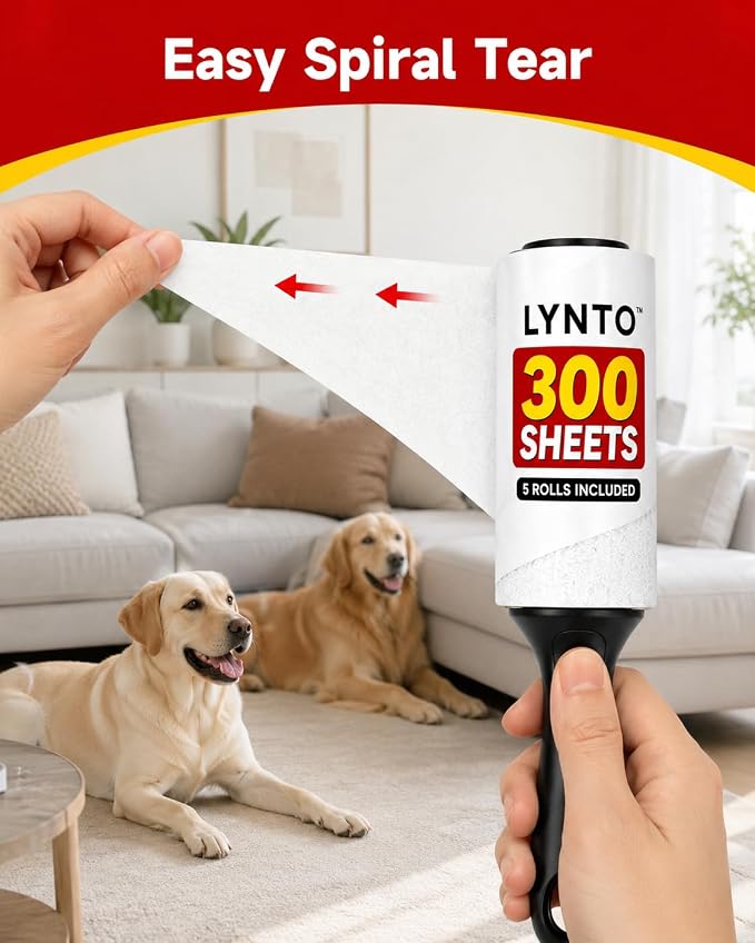 Lint Roller 300-Sheets Extra Sticky Pet Hair Rolls, Powerful Portable Hair - Image 4