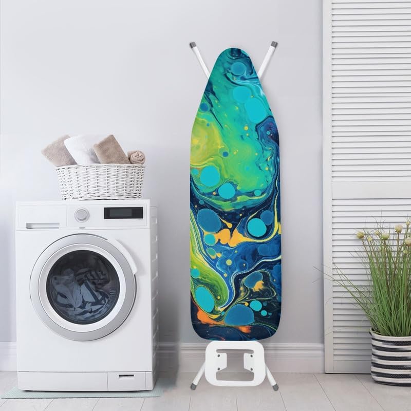 Turquoise Marble Fluid Steam Ironing Board Cover Green Blue Watercolor Splash - Image 4