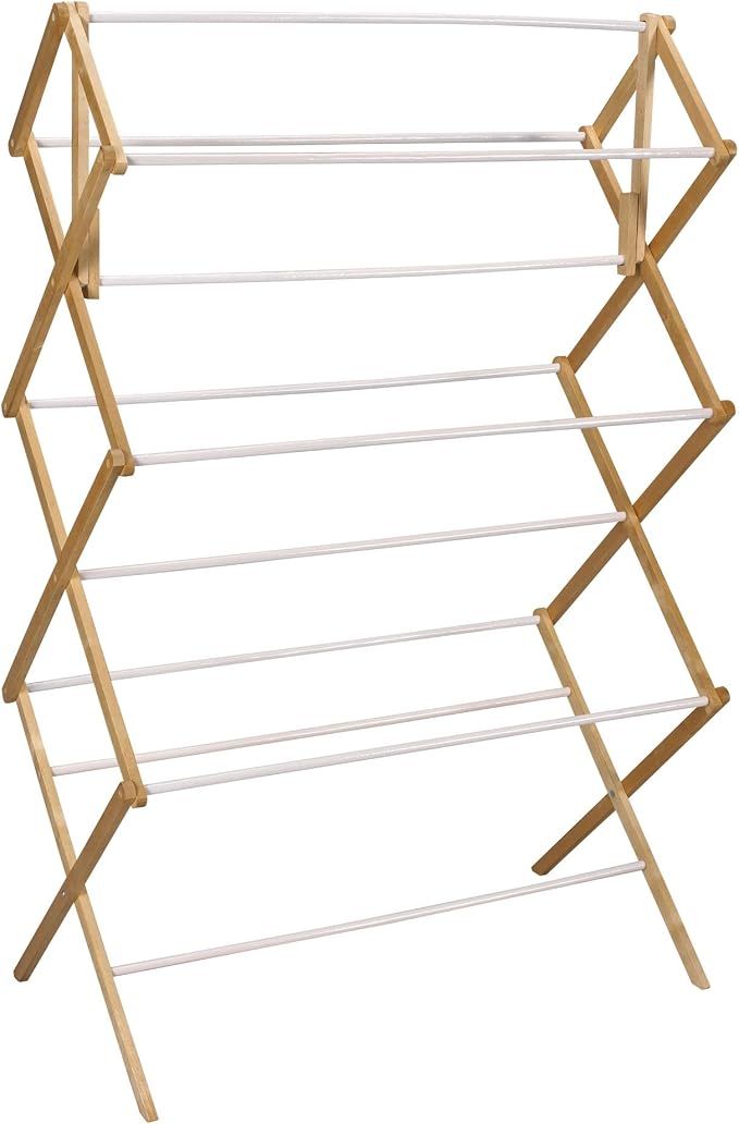 Household Essentials Folding Clothes Drying Rack, Wood Frame by HouseholdEssentials