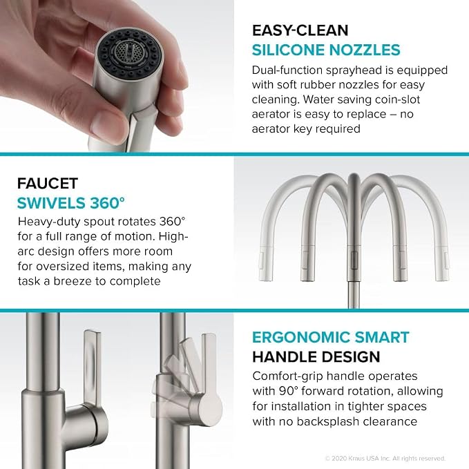 KRAUS Oletto High-Arc Single Handle Pull-Down Kitchen Faucet in Matte Black - Image 8