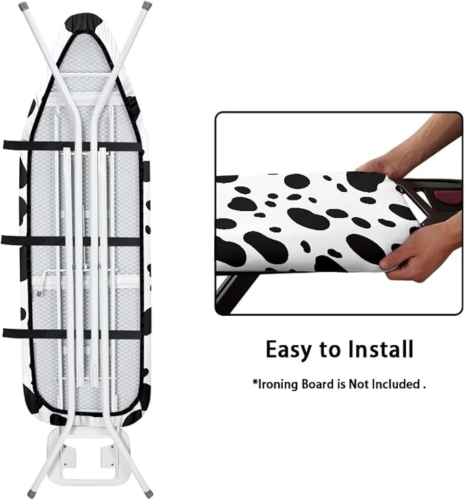 Cow Ironing Board Cover, Soft Durable Elastic Edge & Hook and Loop Fasteners - Image 5