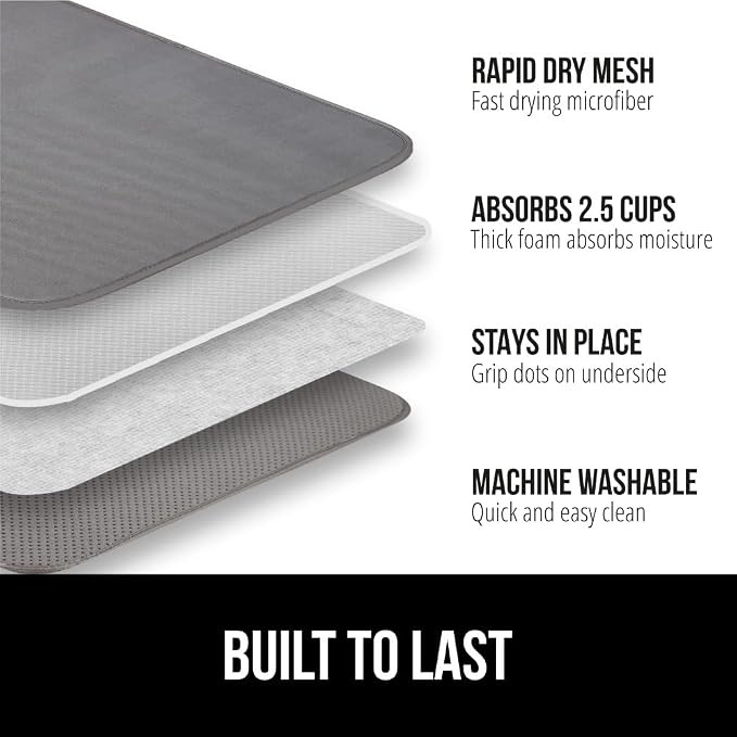 GORILLA GRIP Ultra Water Absorbent Microfiber Dish Drying Mat, 2 PK, Slip - Image 2
