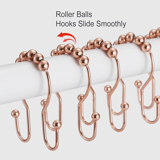 Shower Curtain Hooks, Stainless Steel Shower Curtain Hangers, Double Hook - Image 5