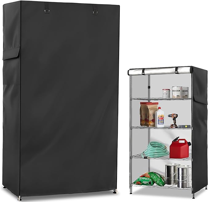 Wire Shelf Cover,600D Heavy Duty 100% Waterproof Shelf Covers for Wire Shelving,Outdoor Storage Shelves Cover for Metal Rack,36" W x 14" D x 54" H,Black