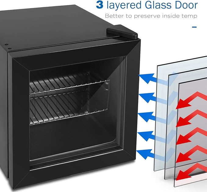Northair Mini Freezer 1.1 Cu Ft with Glass Display Door 7 Temperature Settings for Ice Cream/Breast Milk/Sea Food/High-alcohol Liquor
