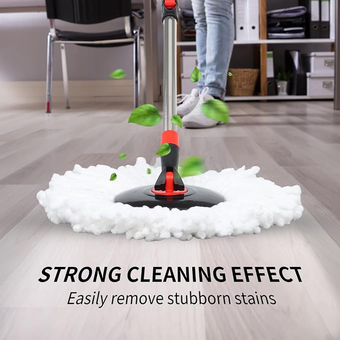 Spin Mop and Bucket with Wringer Set on Wheels, 3 Mop Heads - Image 7