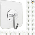 24 Pack Adhesive Wall Hooks 33LB Heavy Duty No Drill Clear Sticky Hooks | by Jwxstore