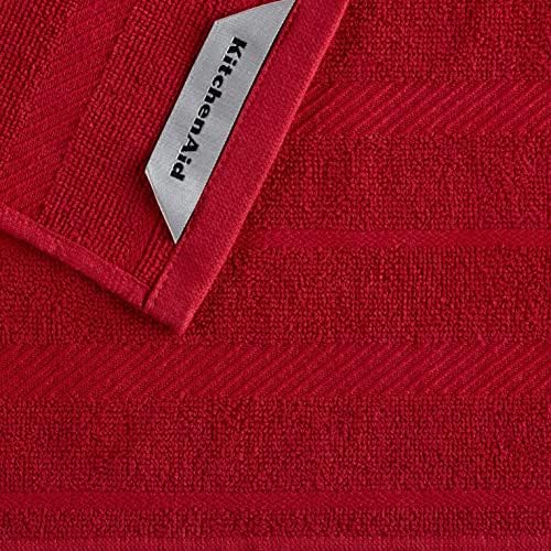 KitchenAid Albany Dishcloth 8 Pack Set, Passion Red/White - Image 3