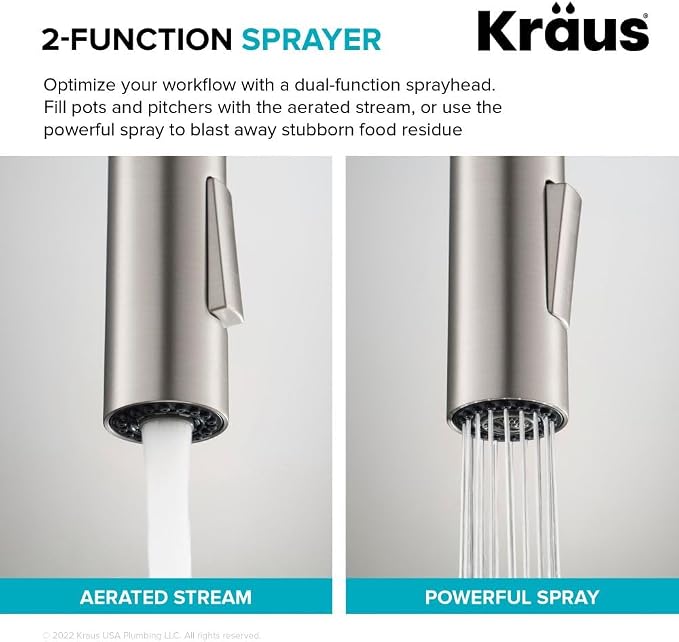 KRAUS Oletto High-Arc Single Handle Pull-Down Kitchen Faucet in Chrome - Image 8