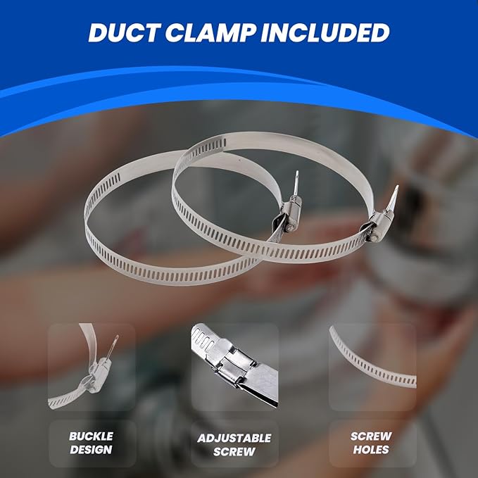 Dryer Vent Hose 4 Inch x 16FT - Flexible Aluminum Dryer Hose with 2 Clamps - Heavy-Duty 6-Layer Dryer Vent Hose for Tight Spaces, HVAC, Bathroom, and Kitchen Exhaust Ventilation