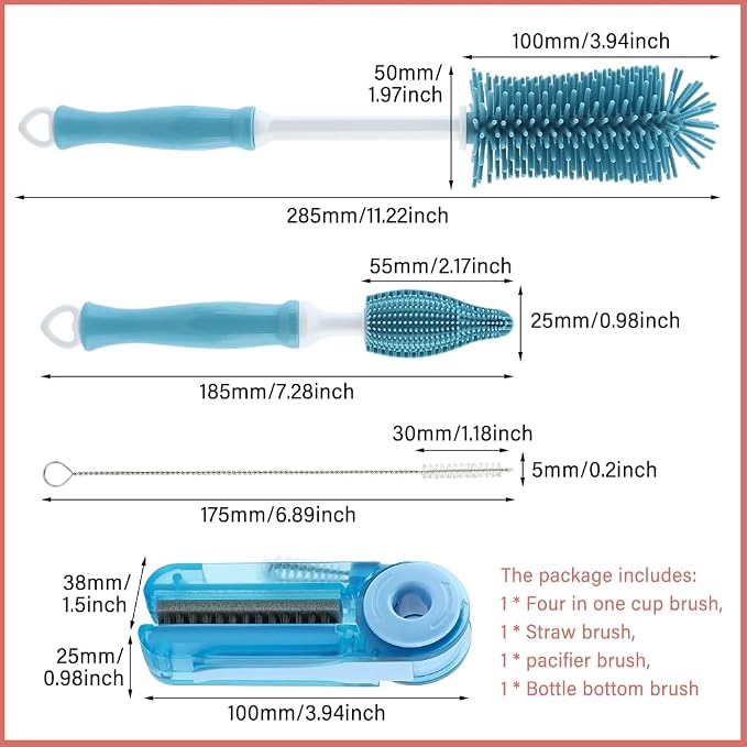 4Pcs Cup Cleaning Kit with Extra Long Straw Cleaner Brush, 4 in 1 Bottle Gap - Image 2
