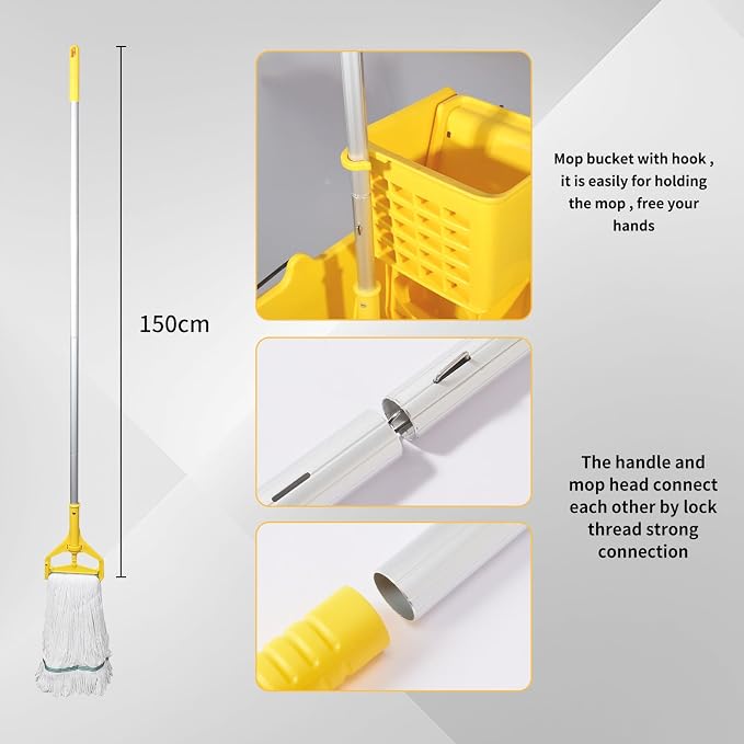 Side Press Wringer Combo Commercial Floor Cleaning Mop Bucket on Wheels - Image 6