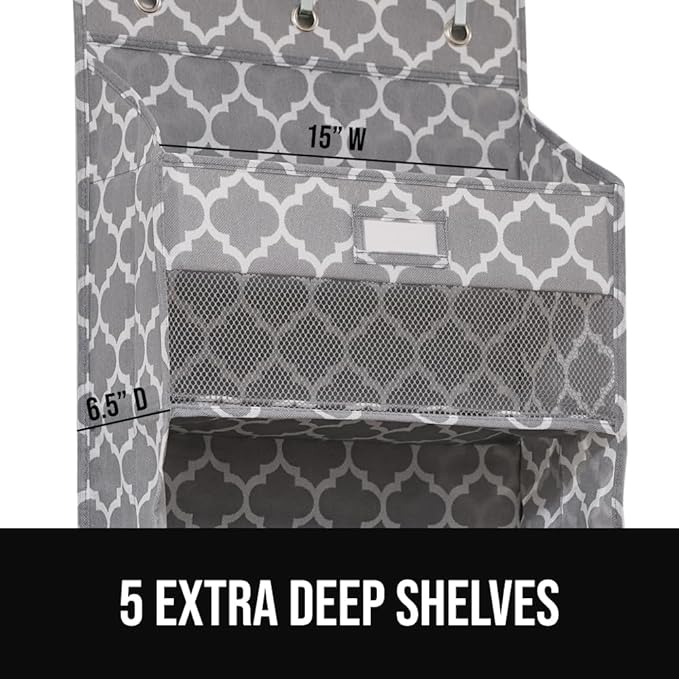 GORILLA GRIP Over The Door Organizer Storage, 5 Deep Hanging Shelves, Holds - Image 4