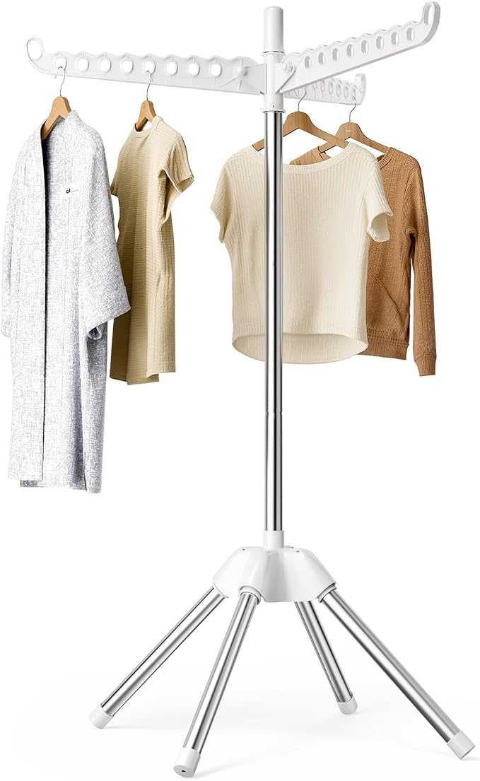 Foldable Clothes Drying Rack, Rotatable Free Standing drying rack, 1 Layer | by ABIGLIFTY