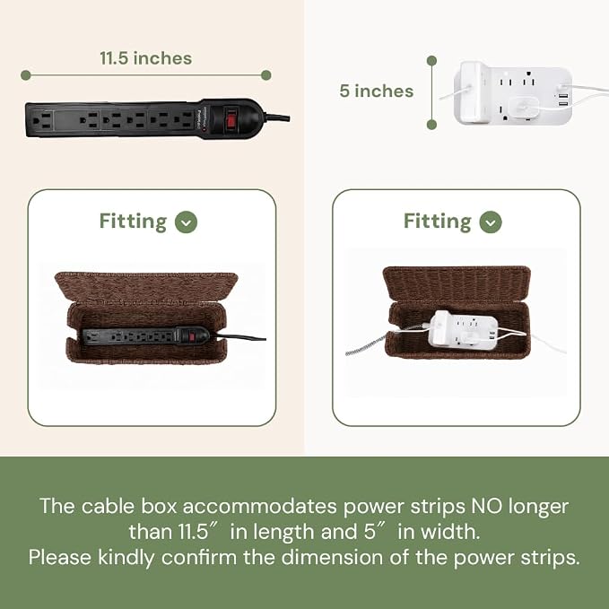 Cable Management Box, Handmade Rattan Cord Organizer - Image 4